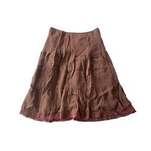Brown midi skirt with